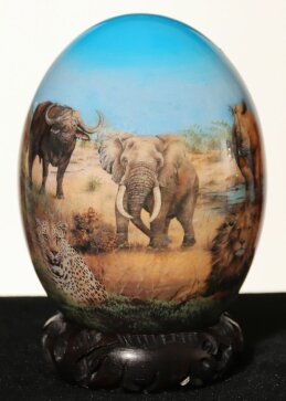 Straußenei Big Five Nr. 825 in Decoupage aus Südafrika