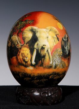 Straußenei Big Five Nr. 822 in Decoupage aus Südafrika
