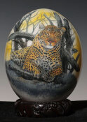Straußenei Leopard Nr. 853 in Decoupage aus...