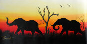 1022 Elefanten handgemalt auf Leinwand 31 x 61 cm aus...