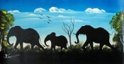1023 Elefanten handgemalt auf Leinwand 31 x 60 cm aus...