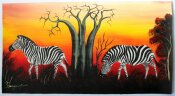 1027 Zebras handgemalt auf Leinwand 29 x 54 cm aus...