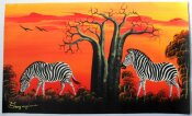 1028 Zebras handgemalt auf Leinwand 33 x 56 cm aus...