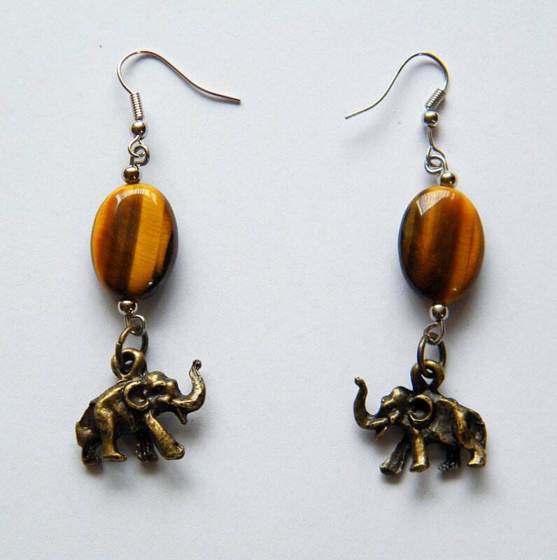 Ohrringe Tigerauge Mit Anhanger Elefan African Trading Company 8 95