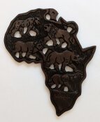 Holzrelief Kontinent Afrika Big Five - Wandschmuck Nr. 609