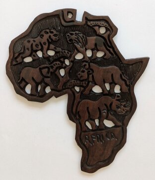 Holzrelief Kontinent Afrika Big Five - Wandschmuck Nr. 610